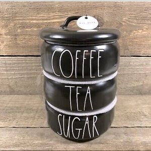 Rae Dunn Artisan “Coffee’ “Tea” “Sugar” Black